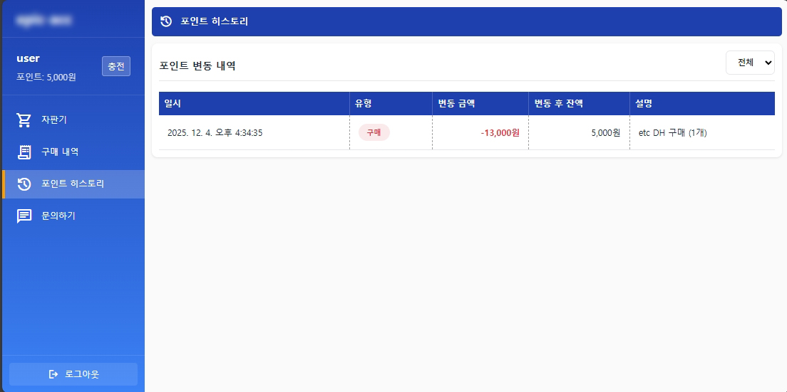 웹 기반 자동 판매 시스템